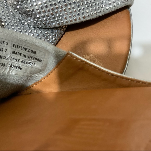 Fitflops TWISS Gold Rhinestone Bling Glitter Brown Leather Twist Platform Slid - Picture 8 of 9